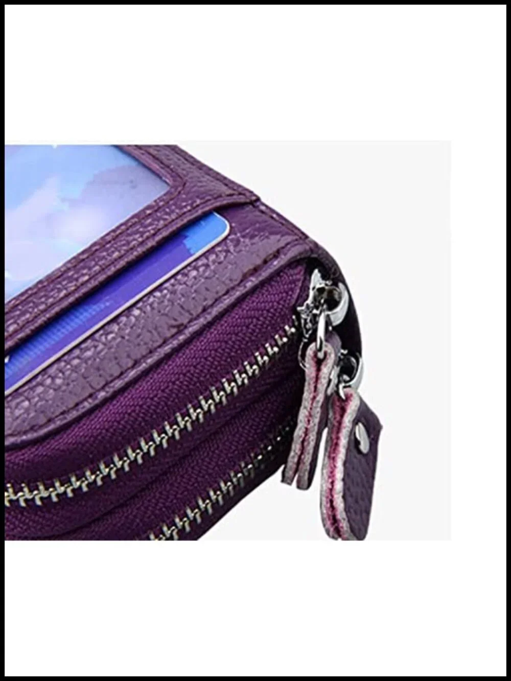 Genuine Leather RFID Blocking Zipper Card Wallet
